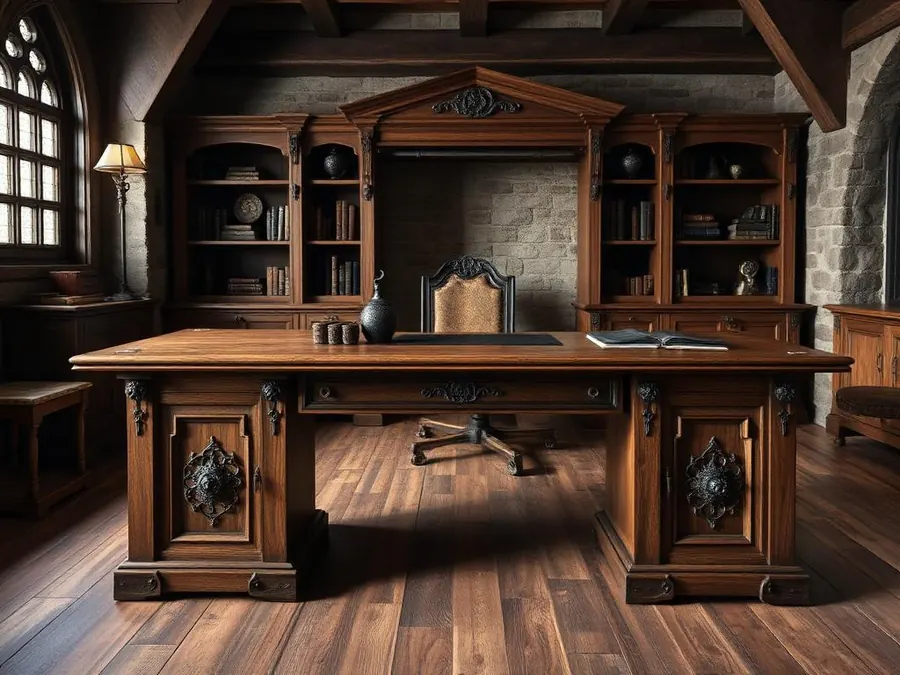 Medieval executive office desk wood construction guide Medieval executive office desk wood construction guide